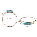 Gold Plated Turquoise Hexagonal Prism Cuff Bracelet Bangle